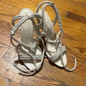 Off white rope tying heels